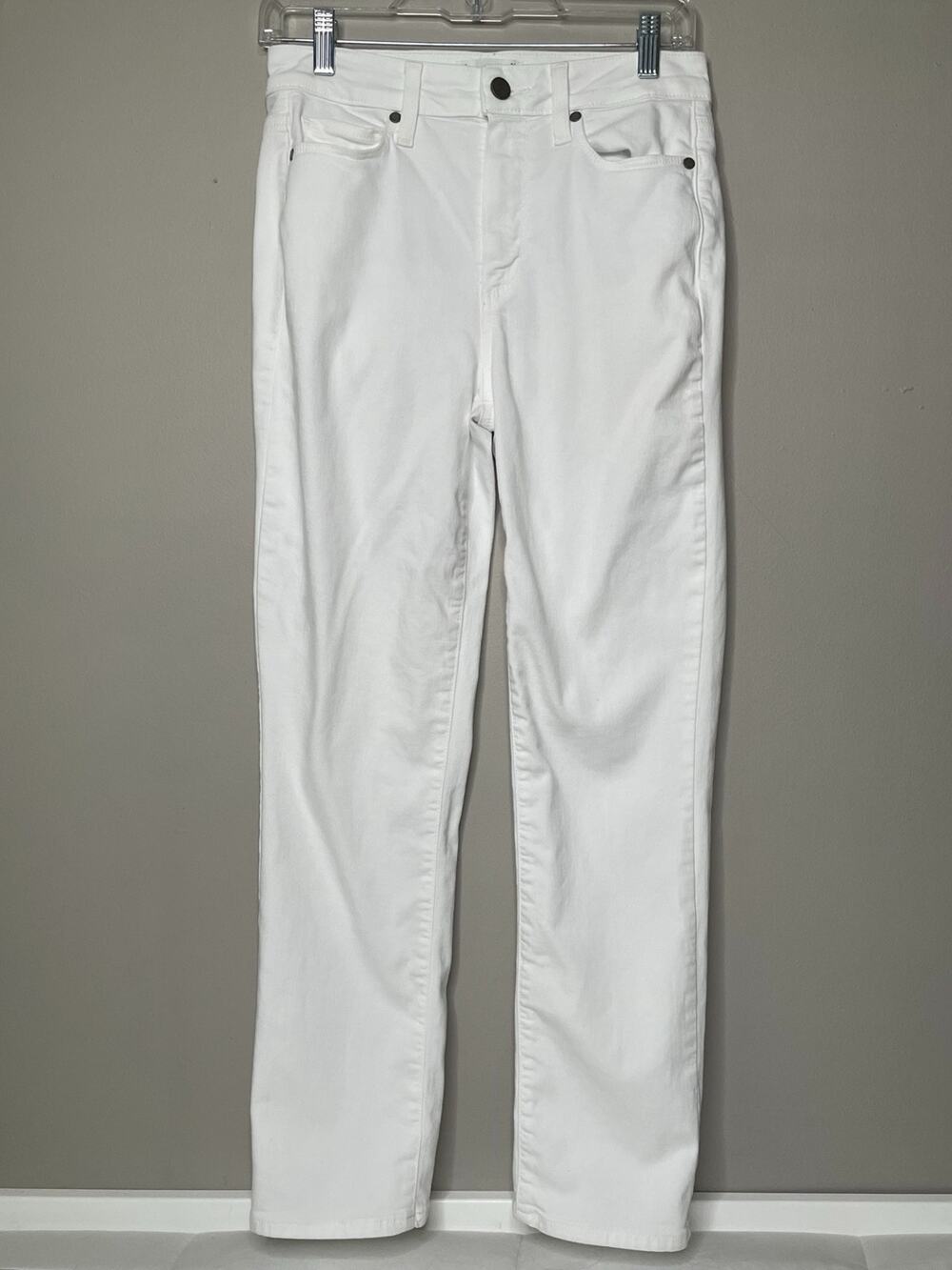 PAIGE Jacqueline Straight Jeans Womens Size 27 White Stretch Ankle Crop Denim